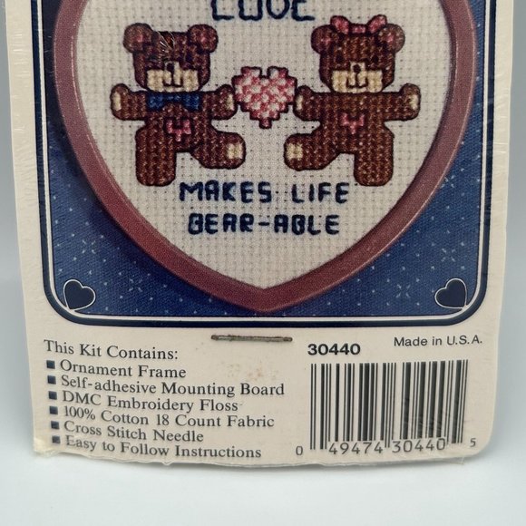 New Berlin Counted Cross Stitch Kit 30440 Love Makes Life Bear-Able Sealed USA - Picture 3 of 6